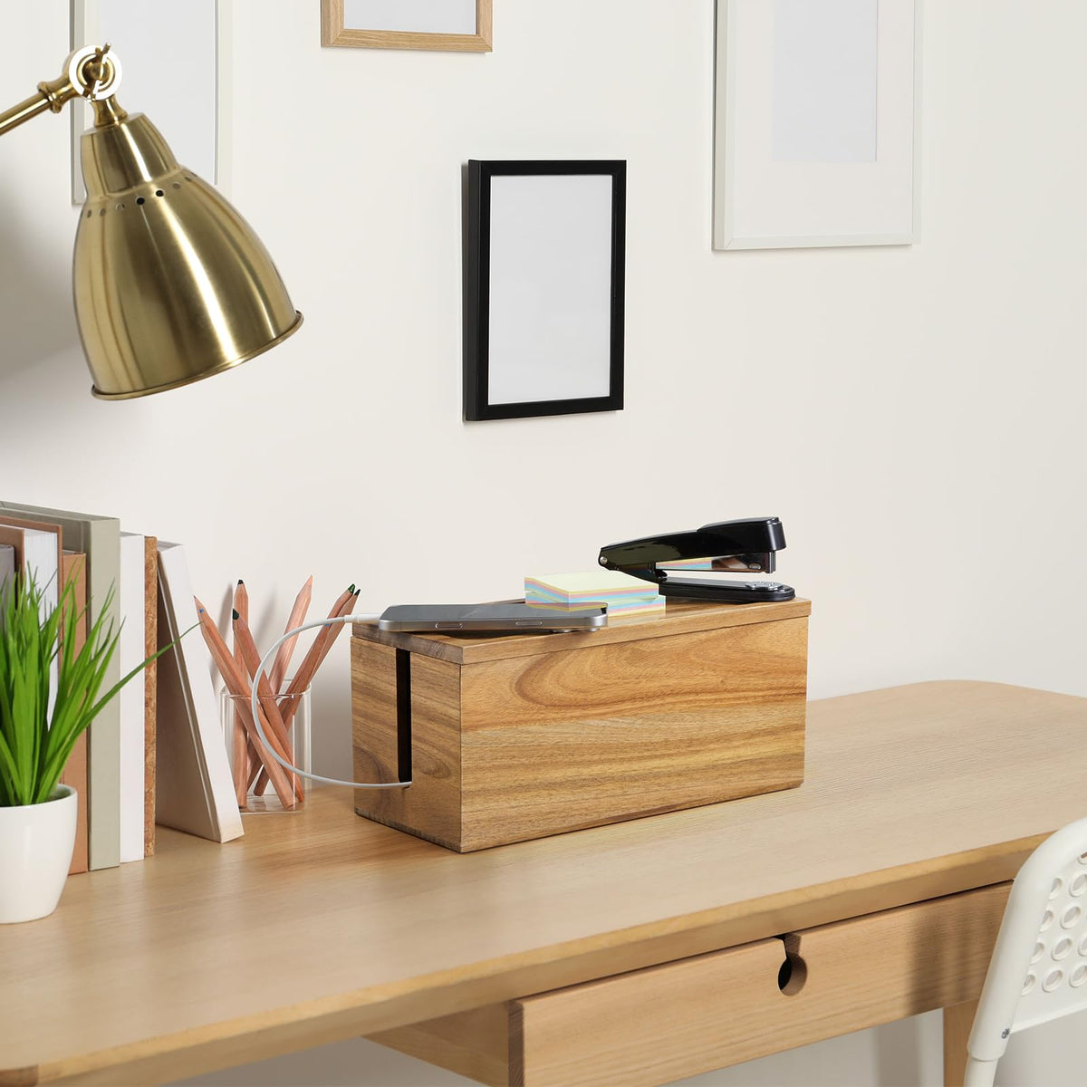Bivvclaz lifestyle desk setup blends cable box into décor