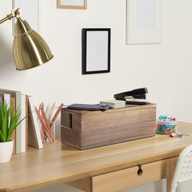 Bivvclaz lifestyle desk setup blending rustic style with tidy cables