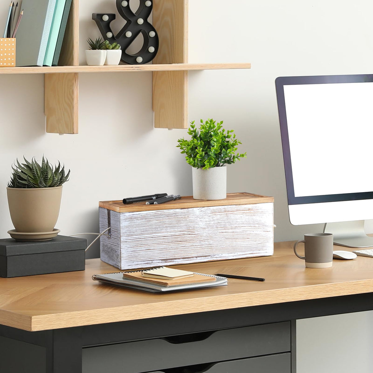 bivvclaz on desk by monitor, blends with office decor benefit