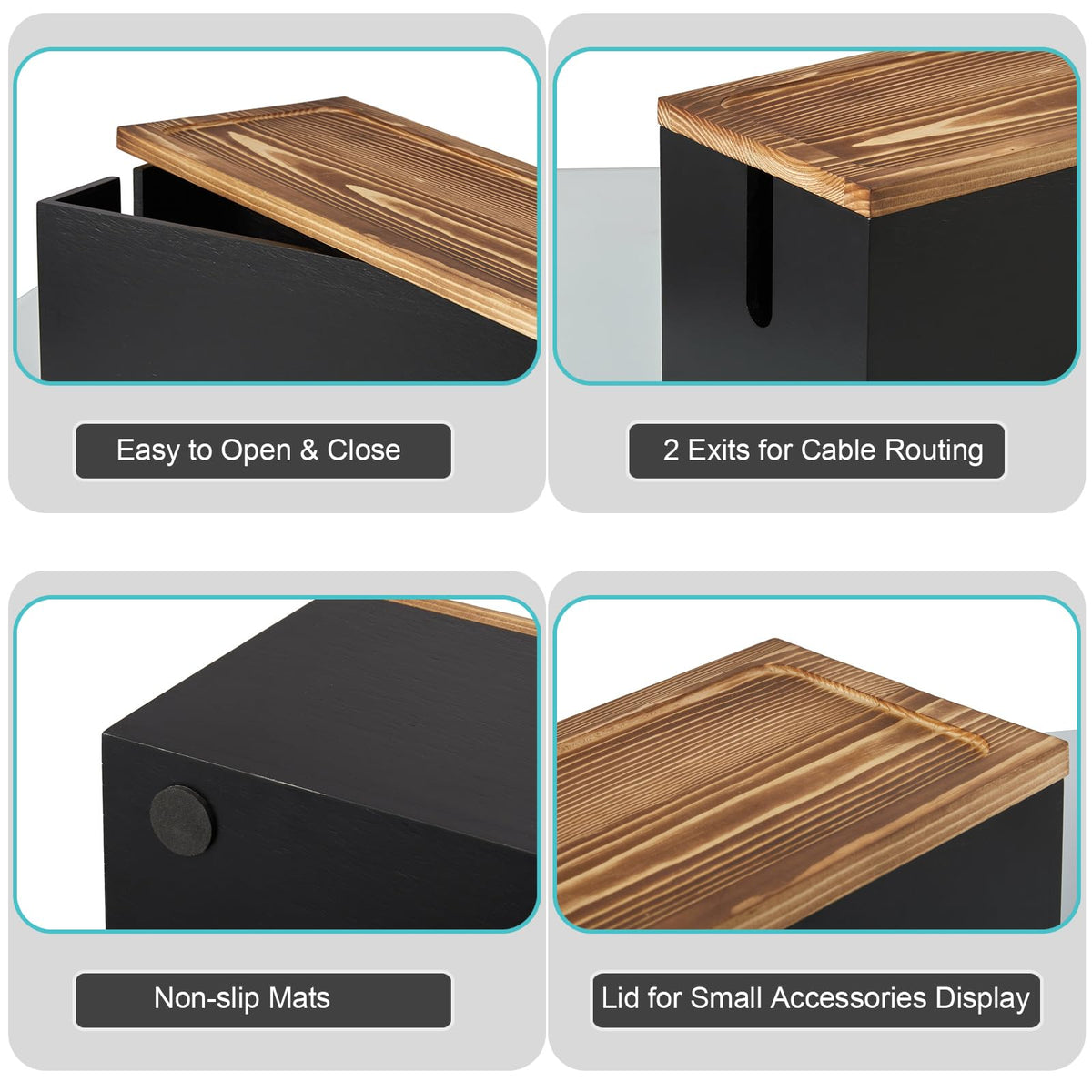 Bivvclaz close-up of wood grain and smooth black finish for durability