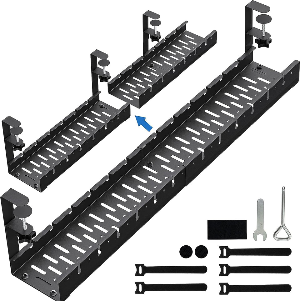 BIWIST front view of clamp-mounted tray showing neat underside storage