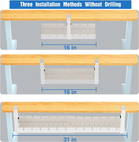 BIWIST retractable desk tray adjusts length for flexible setup.