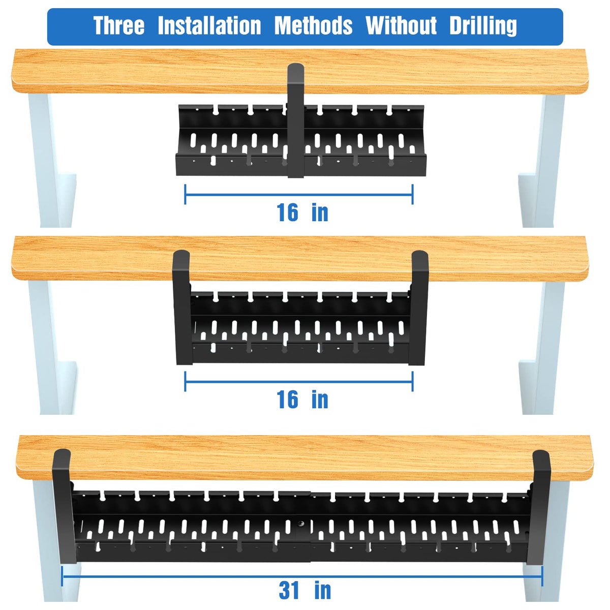 BIWIST extendable 31inch tray showing length adjustment