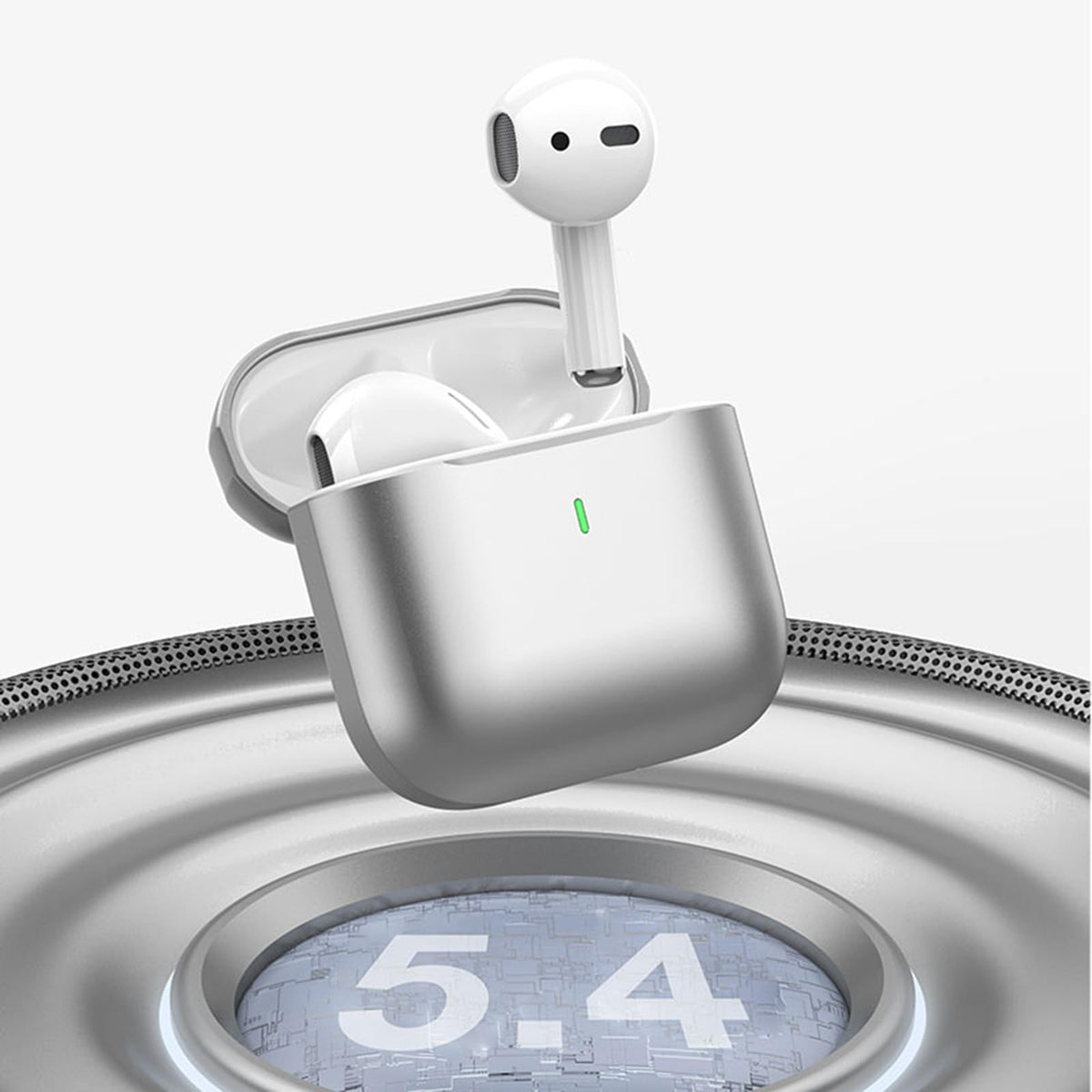 Biyoso charging case open showing earbuds and USB-C port for fast charging