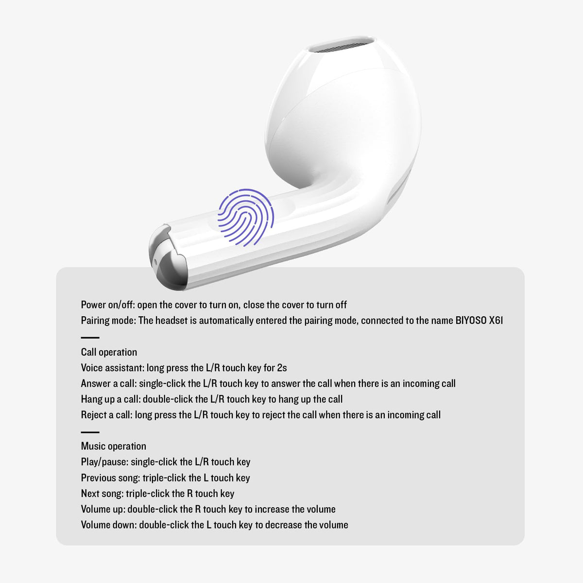 Biyoso earbuds in hand for size comparison and portable all-day battery