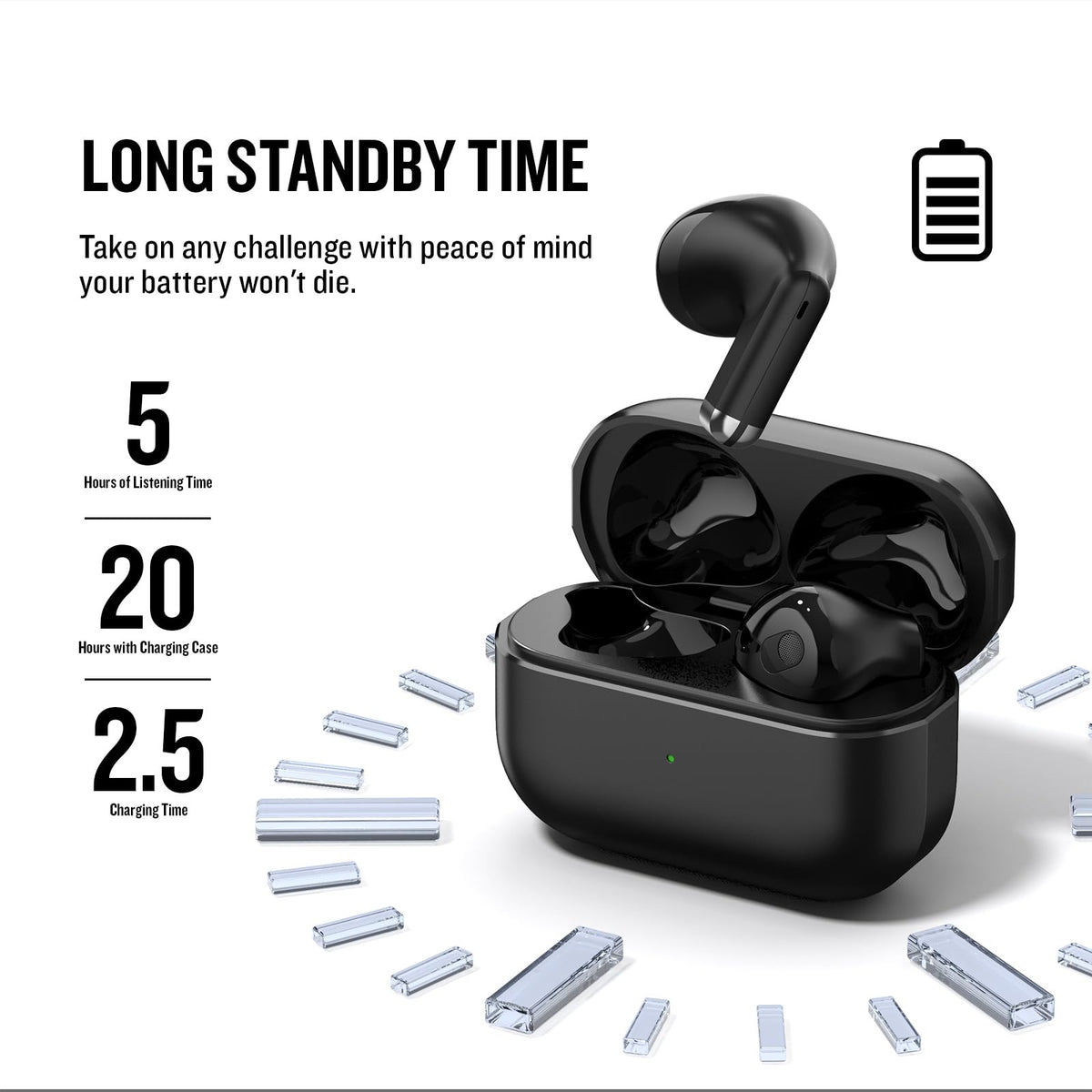 Hand tapping Biyoso X25 touch controls, showing easy playback and call control