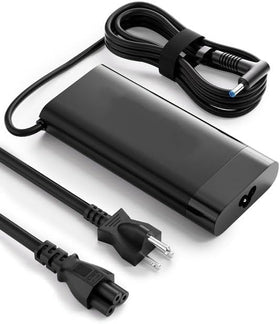 BIYTC 150W laptop charger connector close-up showing precise 4.5x3.0mm fit for compatible devices