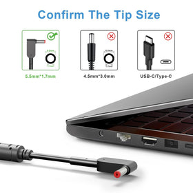 BIYTC connector close-up 5.5x1.7mm plug ensures correct fit and reliable charge