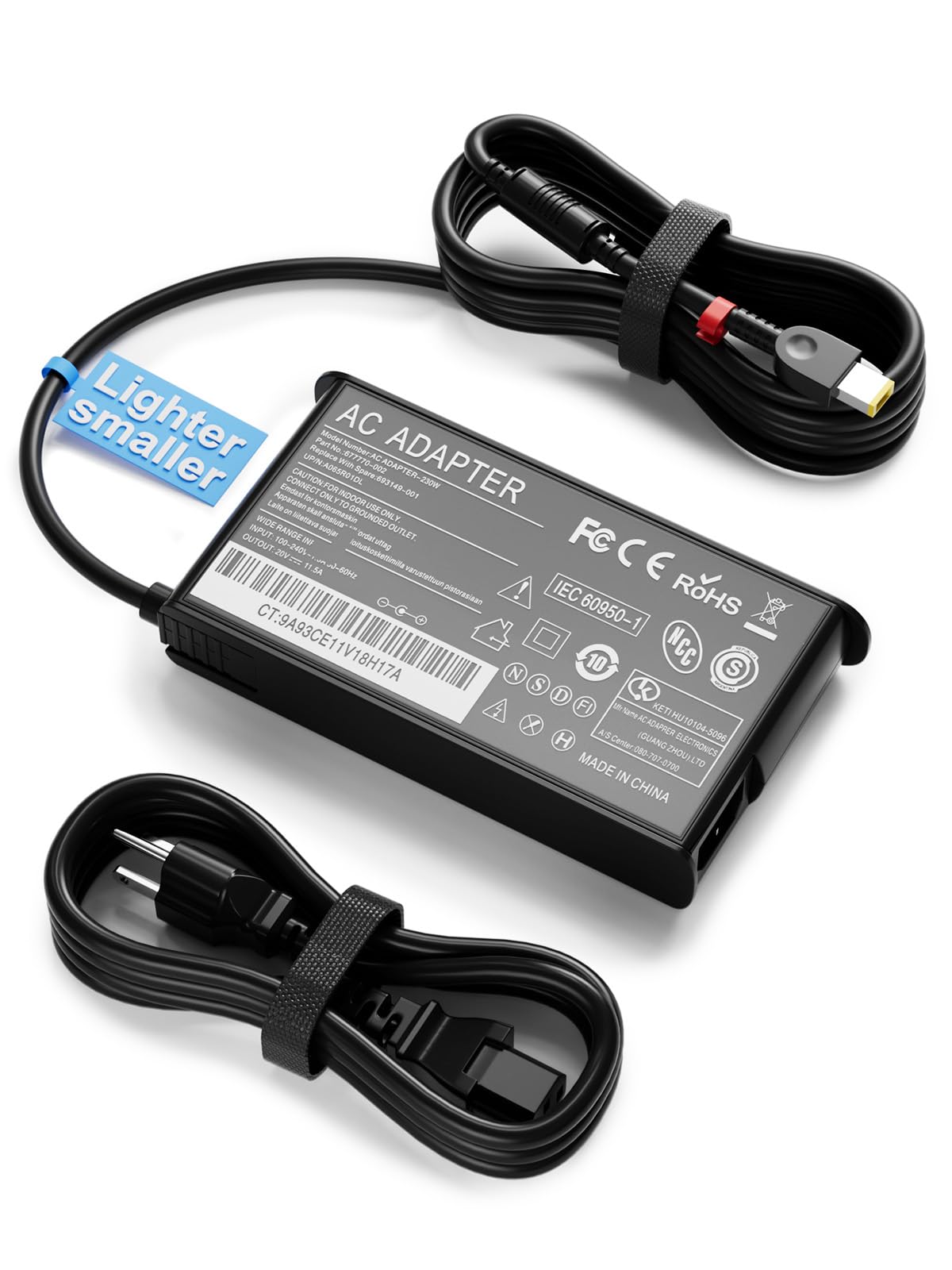 BIYTC 230W laptop charger front view for Legion, travel-ready power