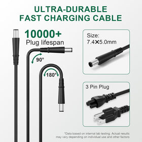BIYTC 90W charger highlighting compatibility with Dell Latitude models for versatile use.