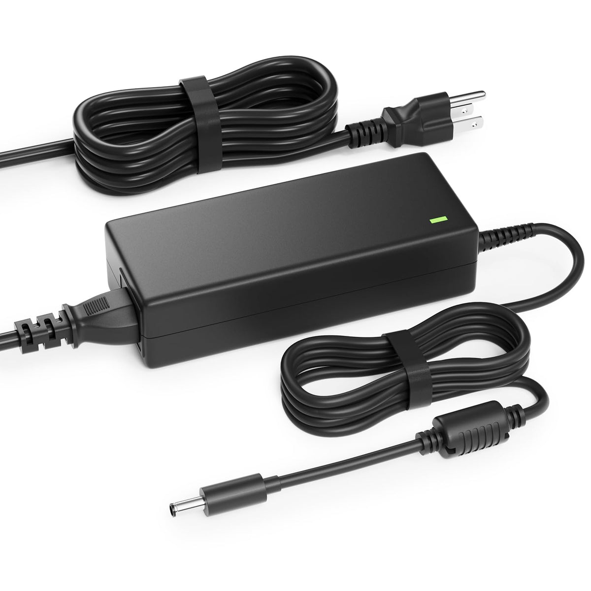 BIYTC 90W laptop charger front view highlighting compact, portable design for travel
