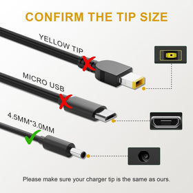 BIYTC connector closeup showing 4.5x3.0mm barrel plug and precise fit benefit