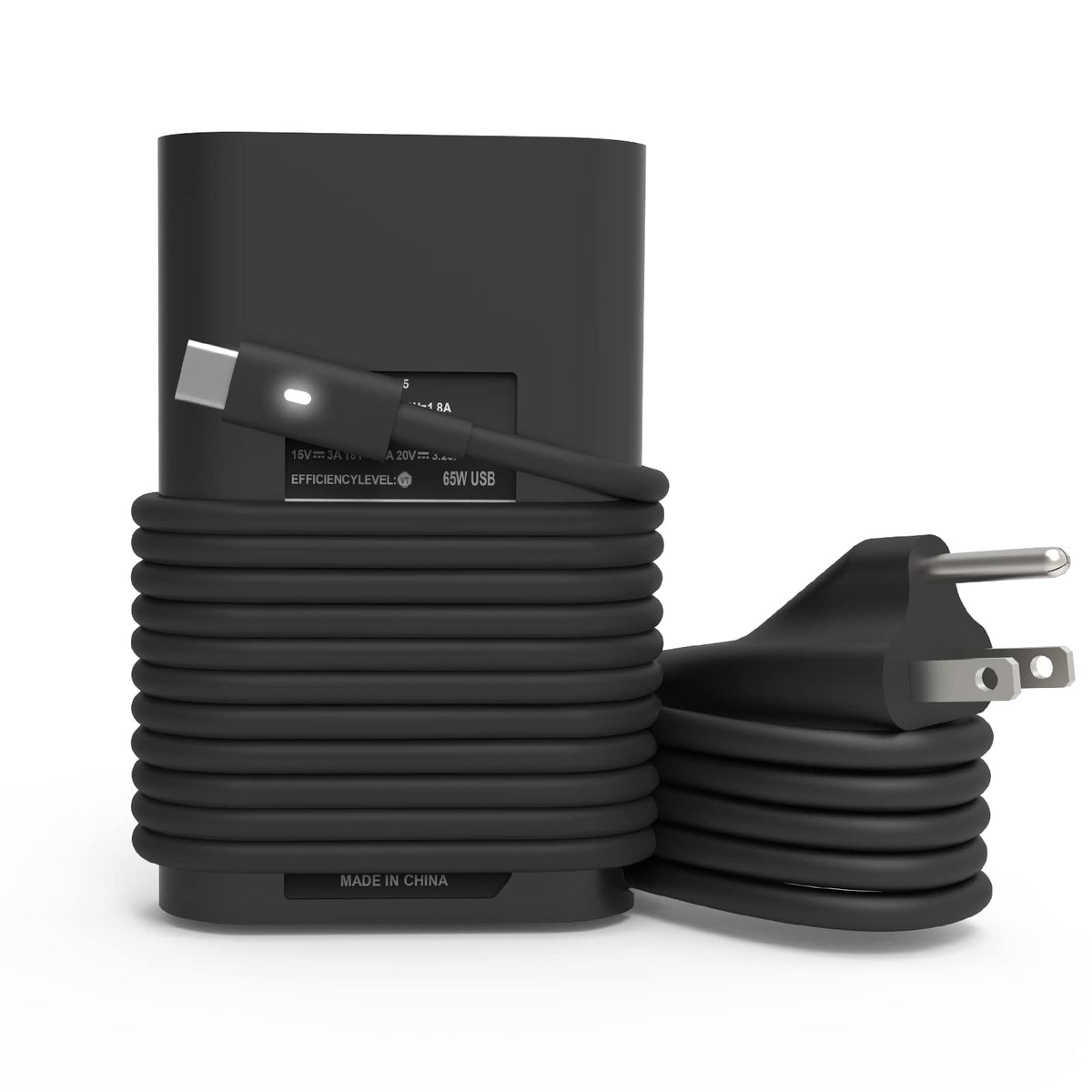 BJDUYLBJ 65W USB-C laptop charger, compact and travel-ready.