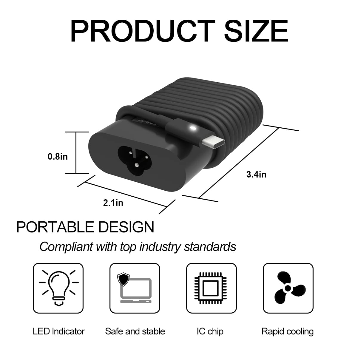 BJDUYLBJ USB-C port close-up, showcasing intelligent output for safe charging