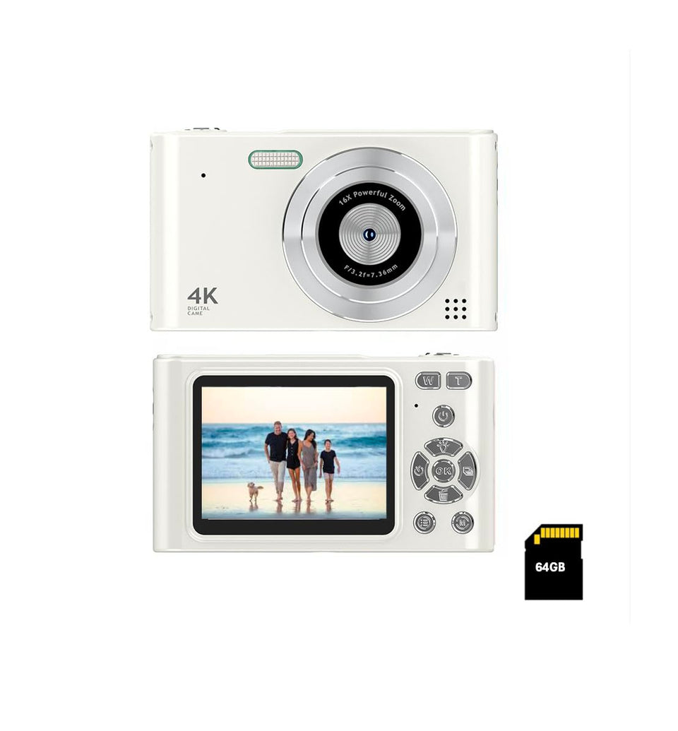 BK Digital pocket camera front view highlighting compact design for small hands and easy handling
