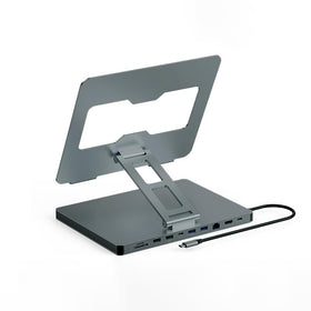 BKELHS front view showing all ports and neat workstation benefit