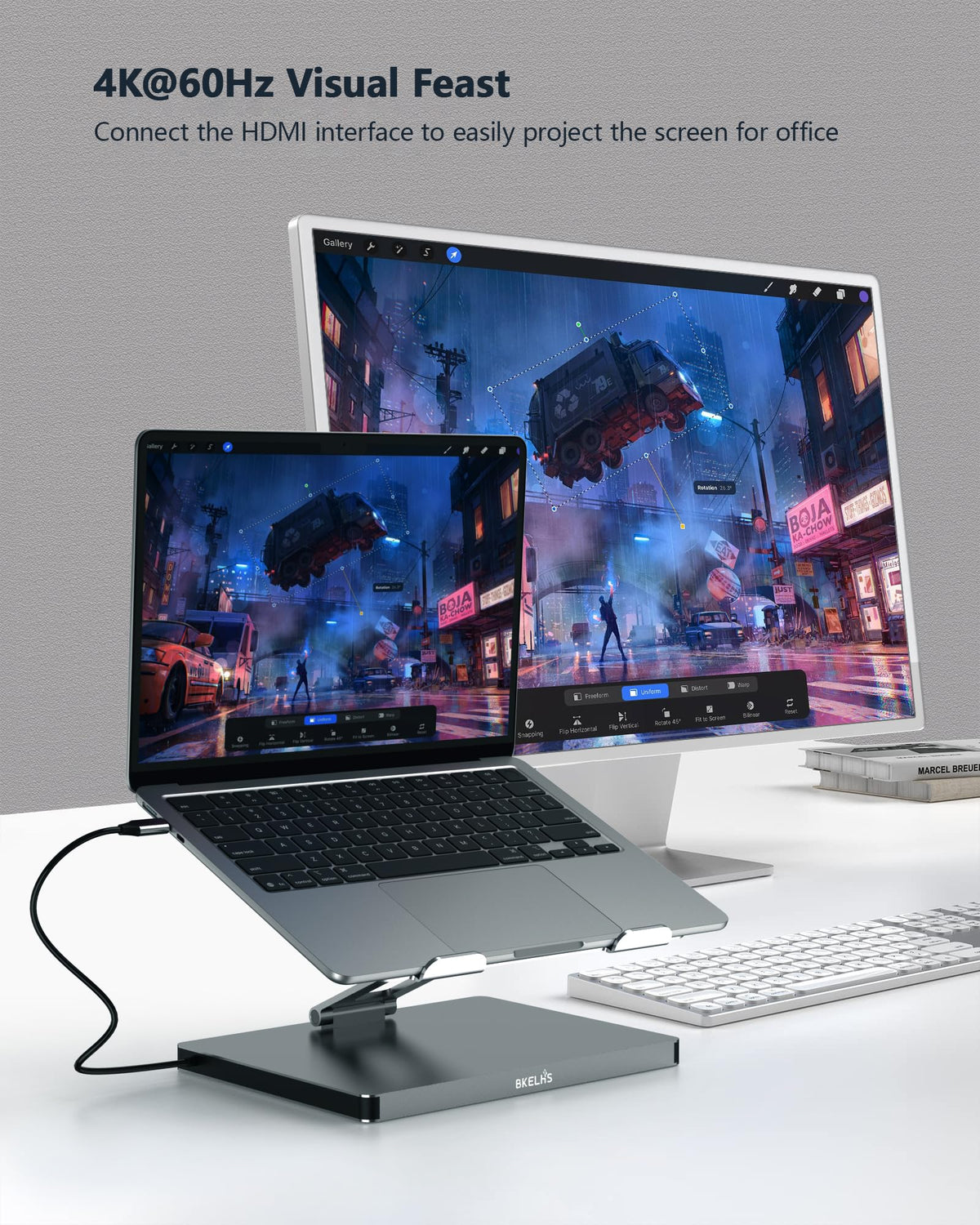 BKELHS with HDMI connected to monitor enabling 4K@60Hz external display