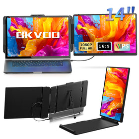 BKVOO 14-inch screen extender in extended dual-monitor mode boosts multitasking.