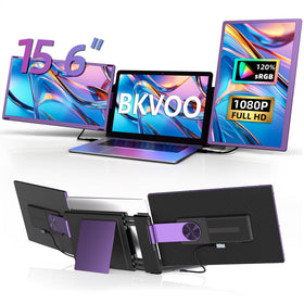 BKVOO 15.6-inch triple-monitor setup for enhanced multitasking and clarity.
