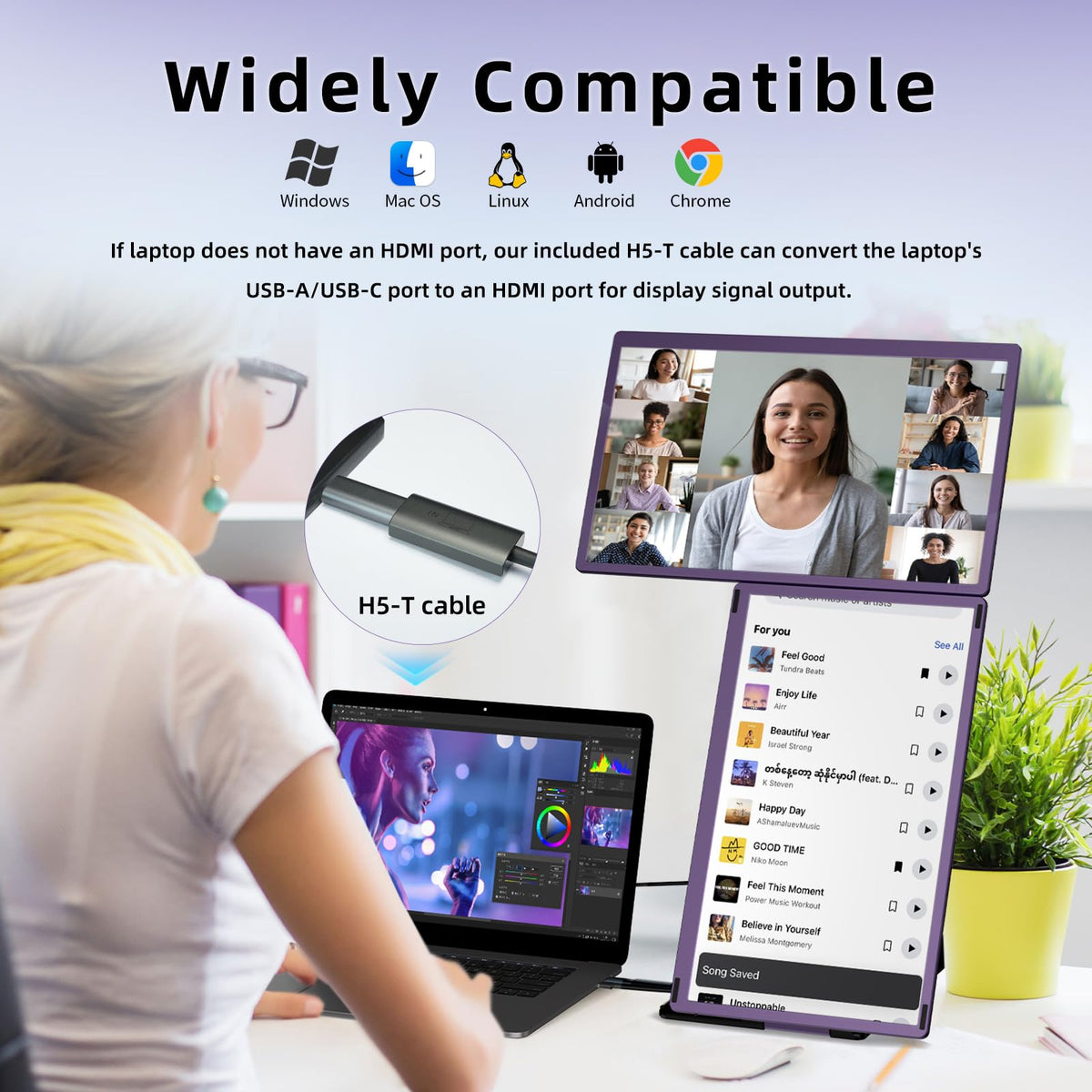 BKVOO 235-degree rotation allows flexible viewing angles.