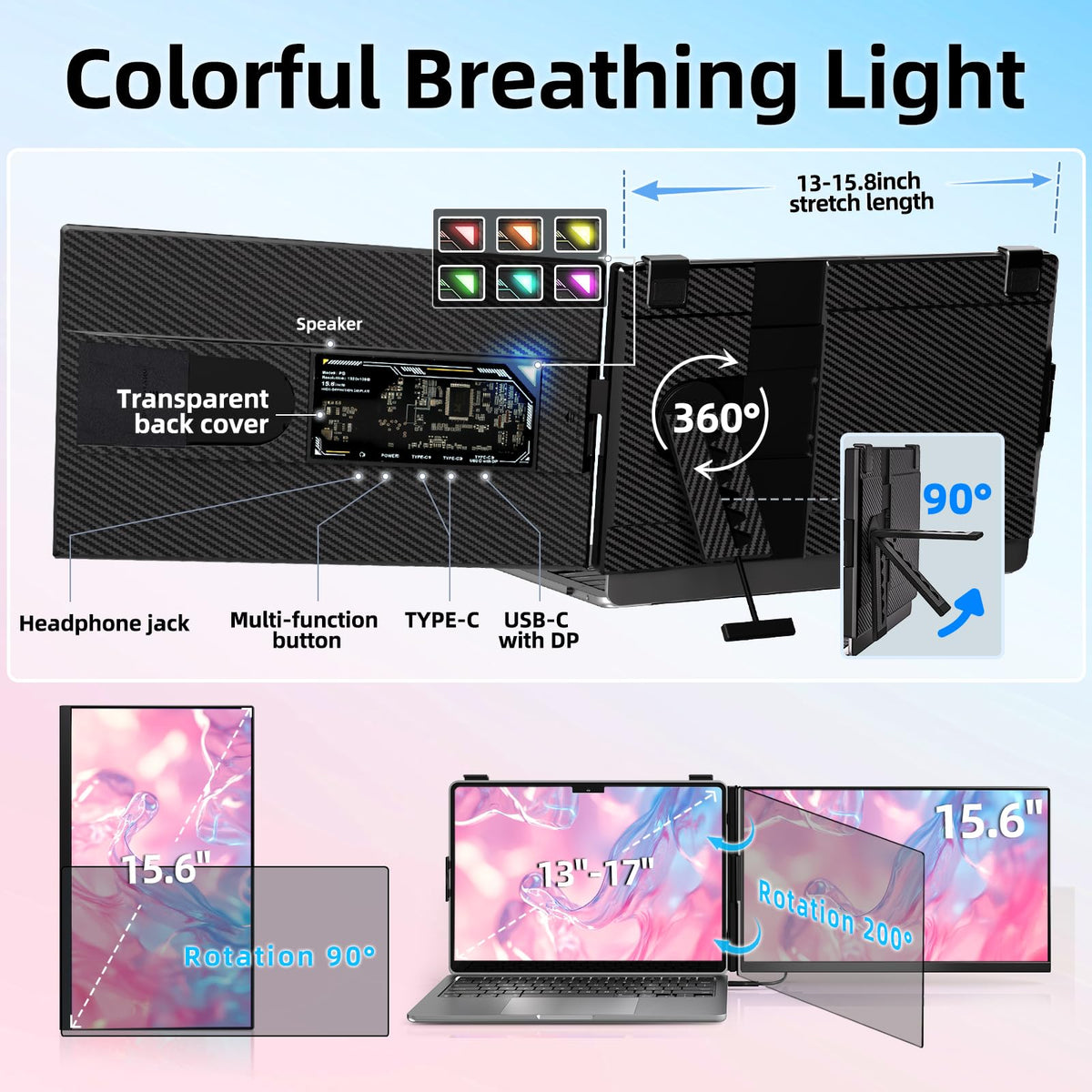 BKVOO 15.6 inch IPS panel delivers sharp colors for design.