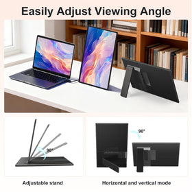 BKVOO portable monitor 16-inch anti-glare screen reduces reflections for comfortable work.