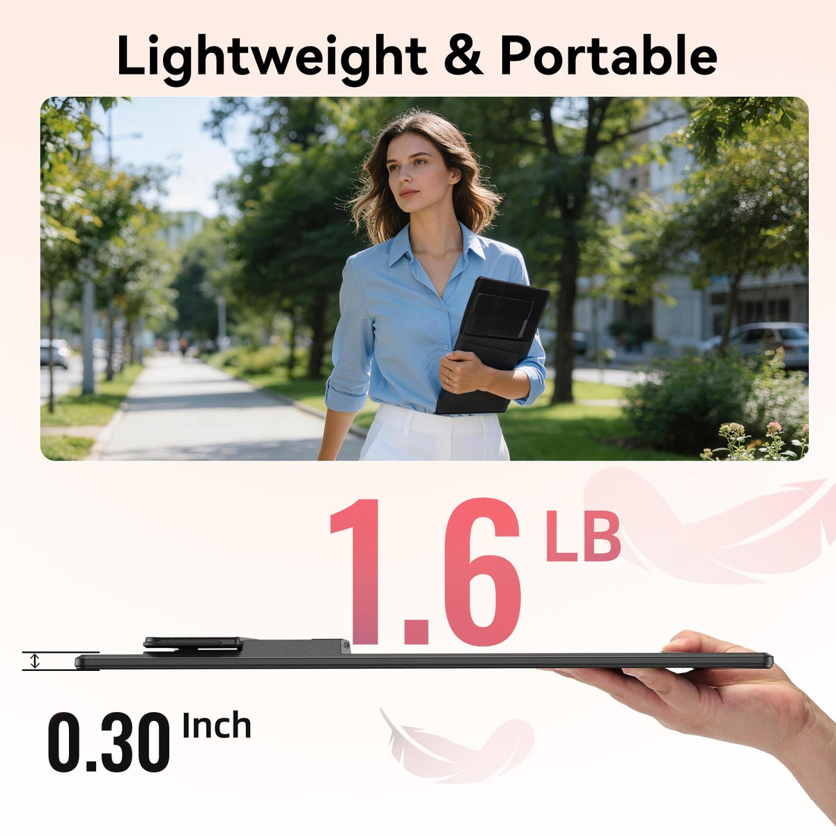 BKVOO portable monitor 16-inch laptop setup enabling an extended desktop on the go.