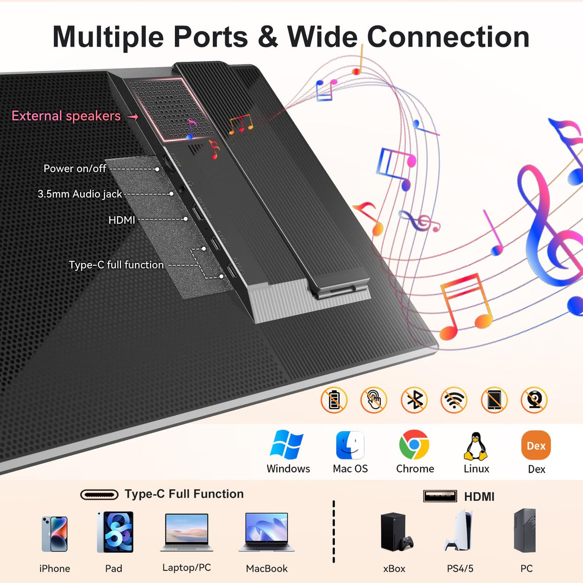 BKVOO portable monitor 16-inch travel-weight fits in backpacks for travel-ready dual screens.