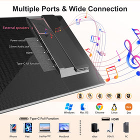 BKVOO portable monitor 16-inch travel-weight fits in backpacks for travel-ready dual screens.
