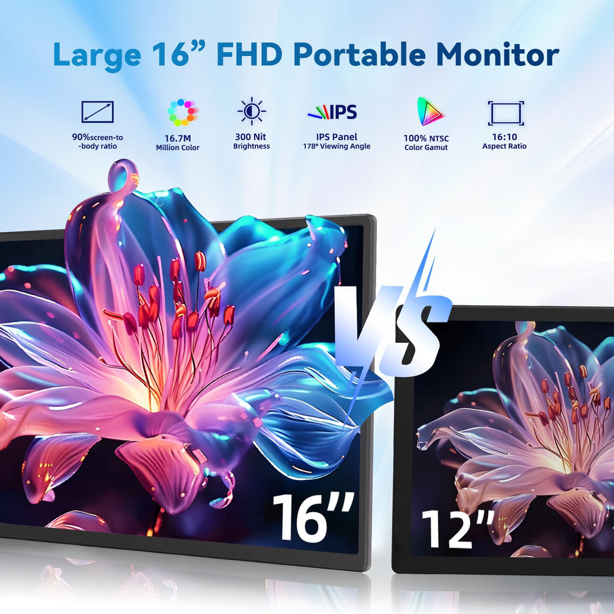 BKVOO portable monitor in portrait mode for vertical document viewing and coding