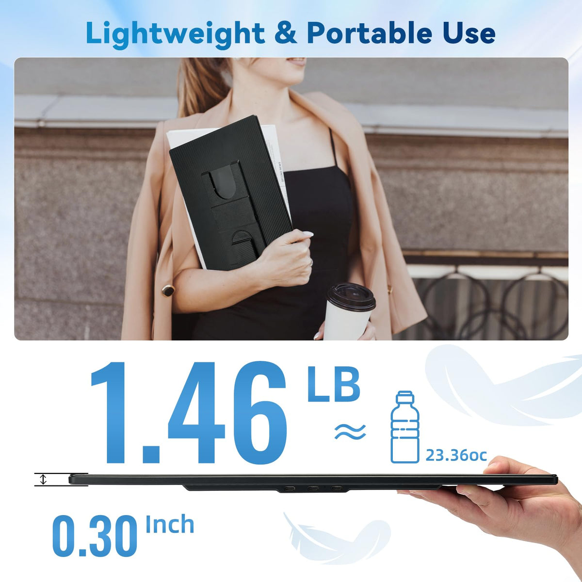 BKVOO ultra-portable design fits laptops and bags easily