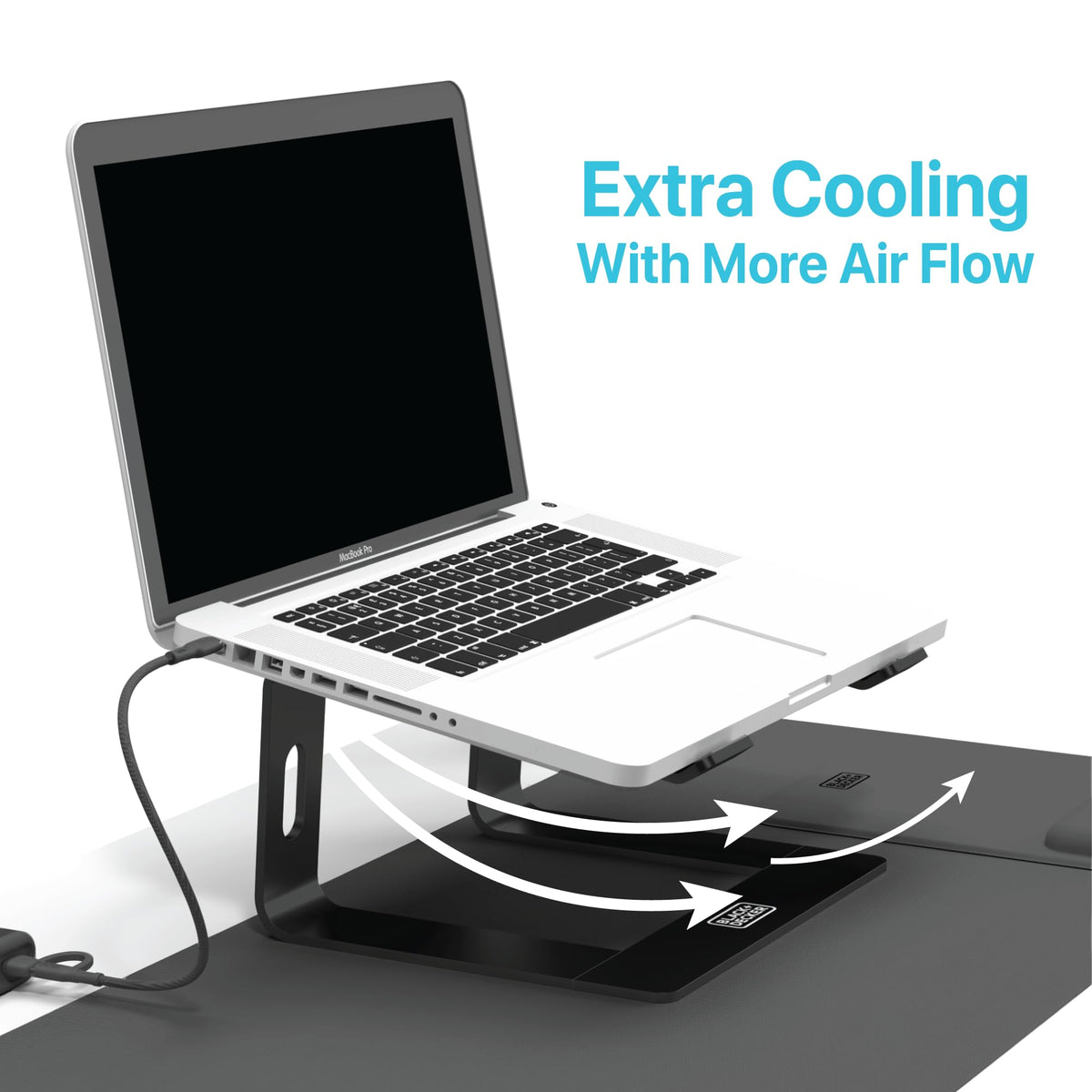 BLACK+DECKER laptop stand with easy-assembly design for quick setup