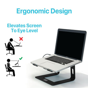 BLACK+DECKER laptop stand features a non-slip base for secure placement
