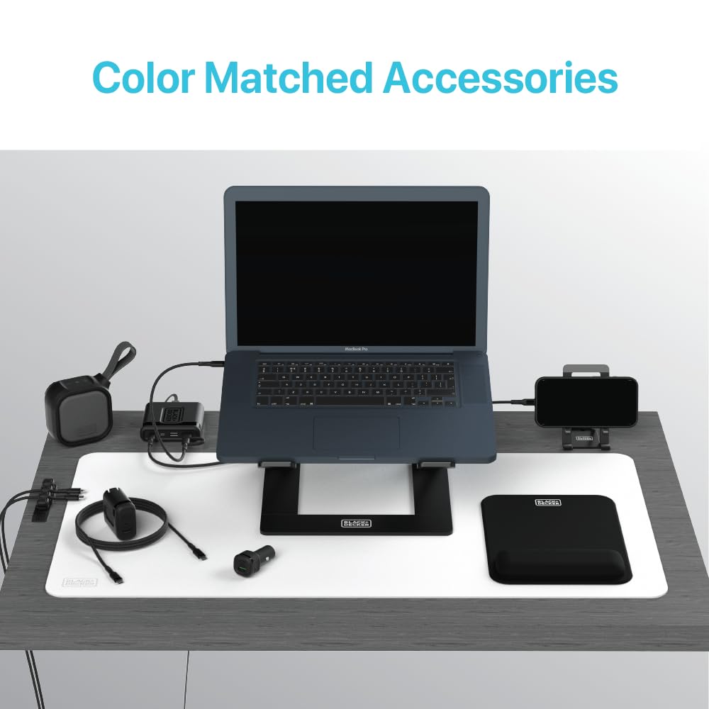 BLACK+DECKER laptop stand staying stable on various surfaces