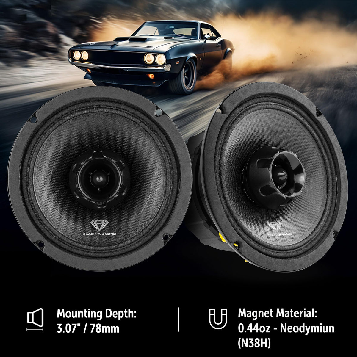 BLACK DIAMOND Dia-XT6 built-in bullet tweeter for crisp highs and detailed articulation