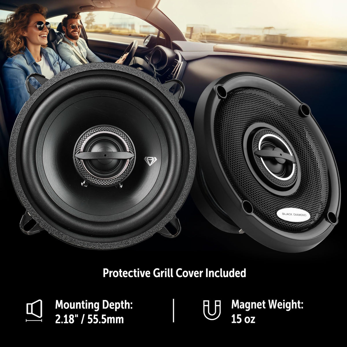 BLACK DIAMOND rubber surround close view reducing distortion over time