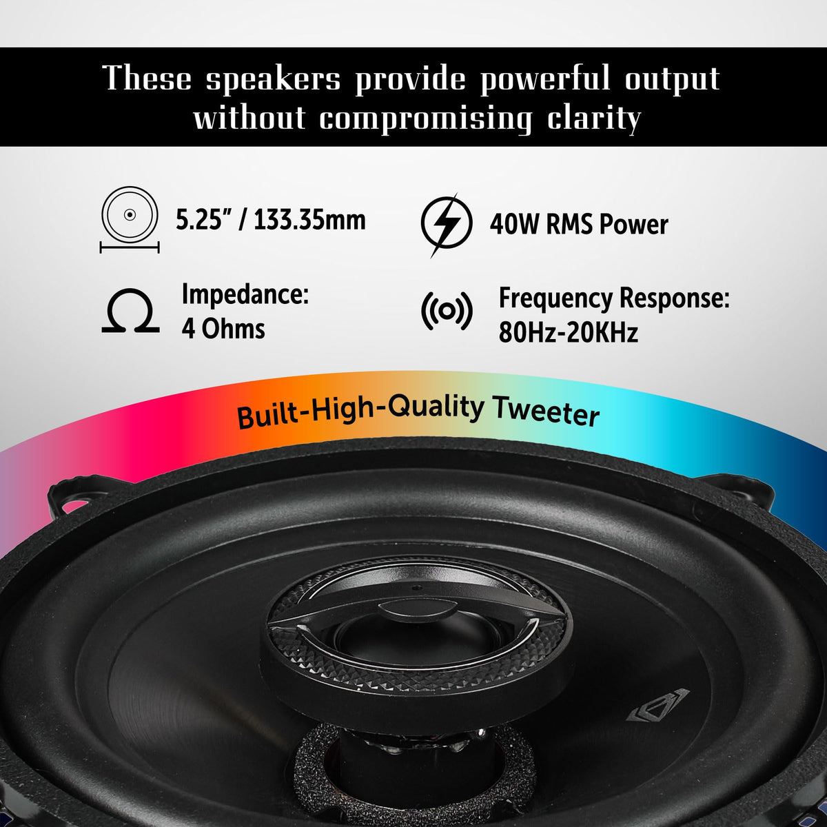 BLACK DIAMOND tweeter detail showing PEI dome for crisp highs