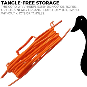 Black Duck Brand wrap being used to wind an extension cord for fast tangle-free transport