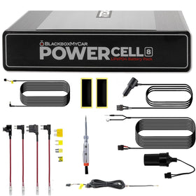 BlackboxMyCar PowerCell 8 battery pack ready for dash cam installation, delivering steady power.