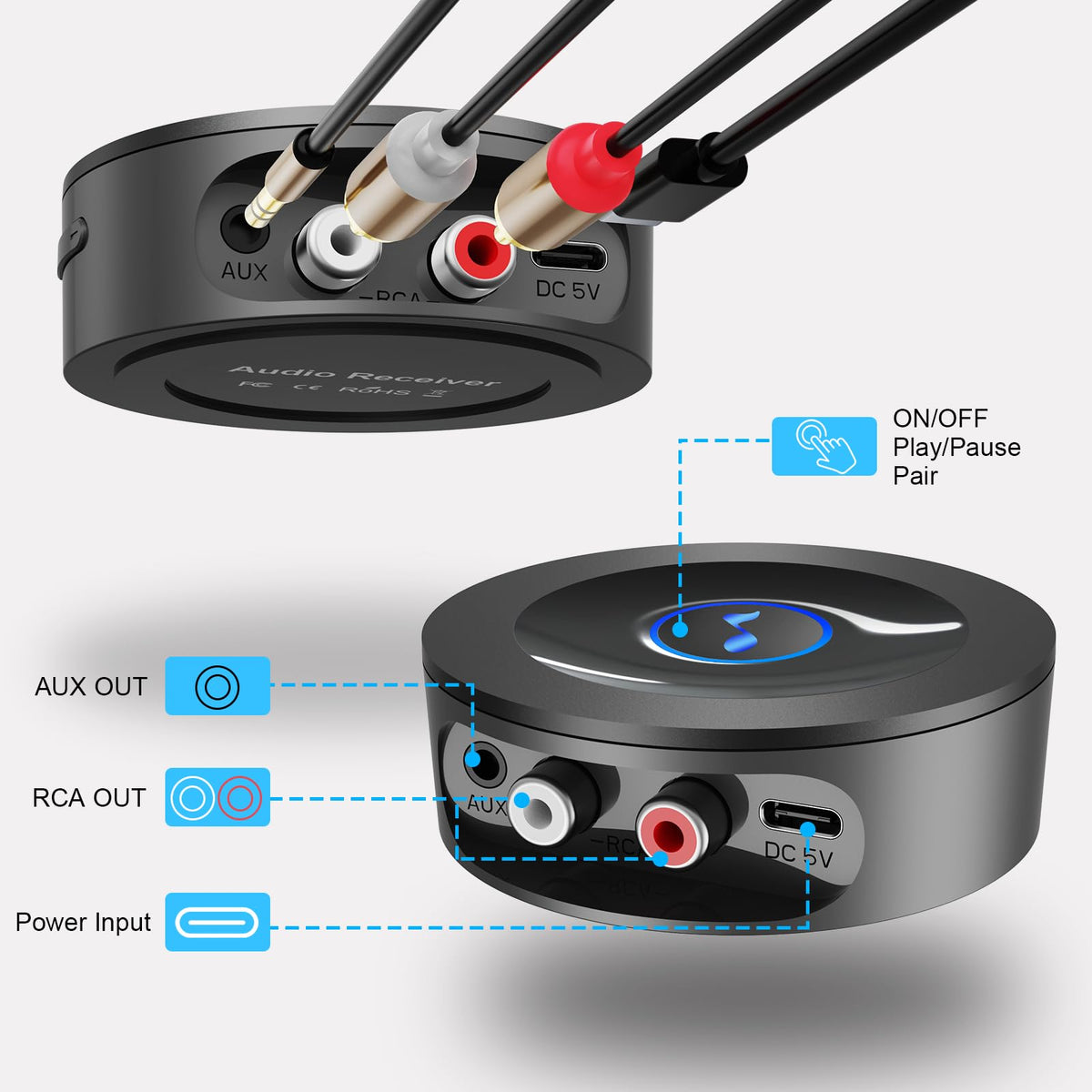 BLACKHORSE 3.5mm AUX output demonstrates wide speaker compatibility.