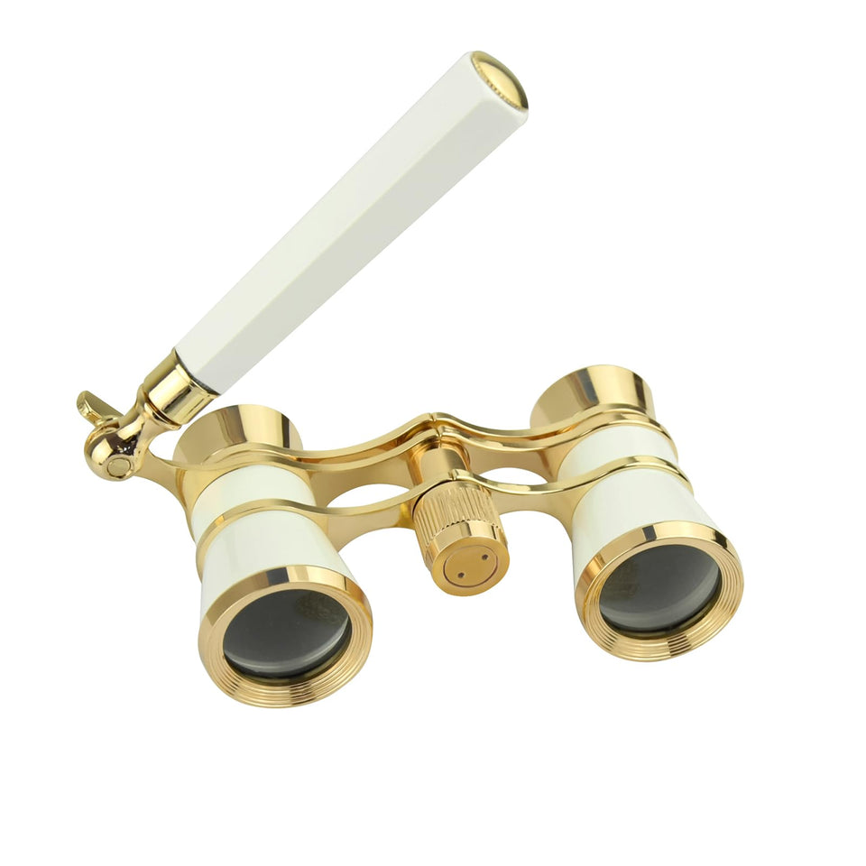BLACKICE front view white opera glasses showing elegant design and instant style