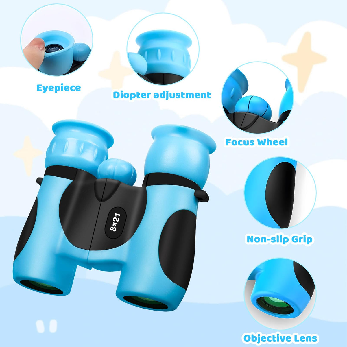 BLACKICE Kids Binoculars durable outer rubber for rugged outdoor play