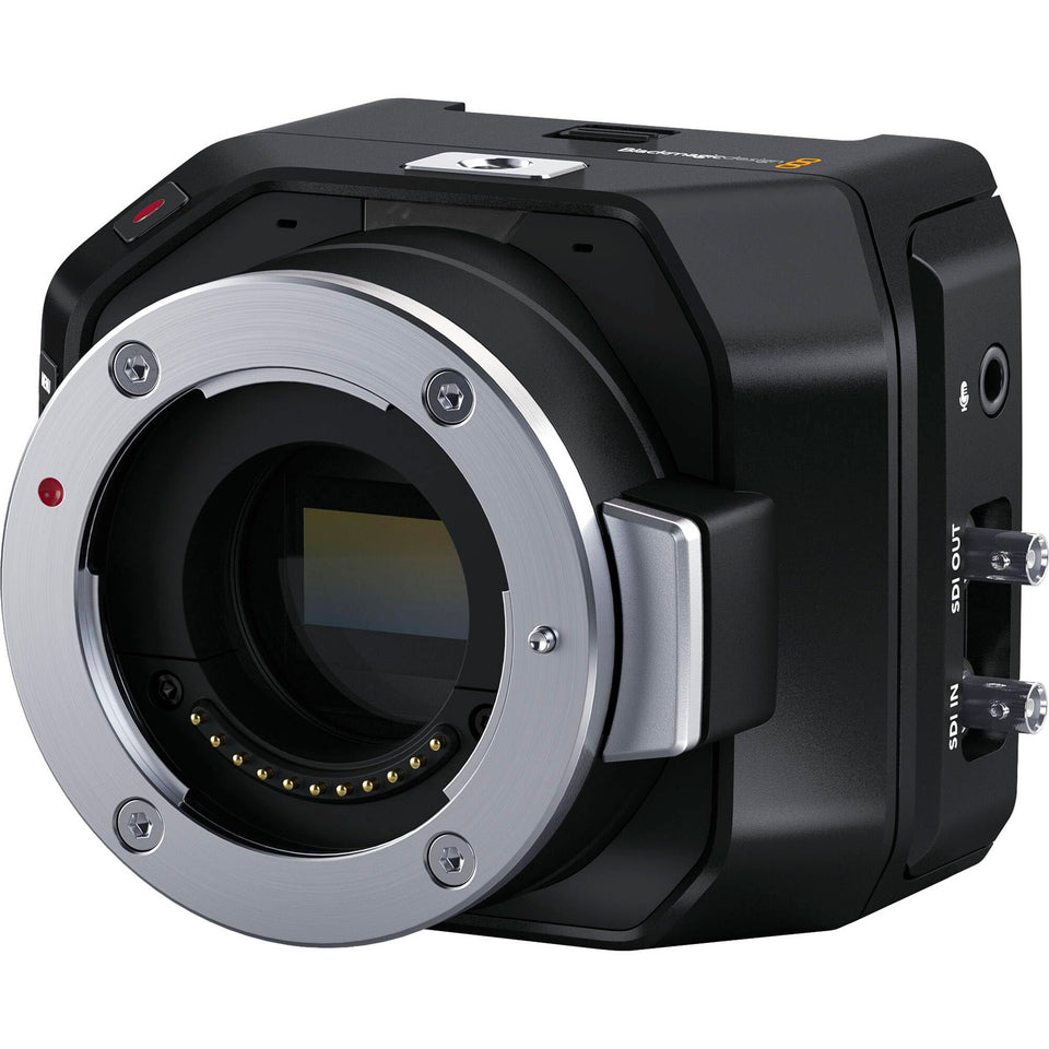 Blackmagic Design Micro Studio Camera 4K G2 front view for studio-ready setup and flexible mounting.