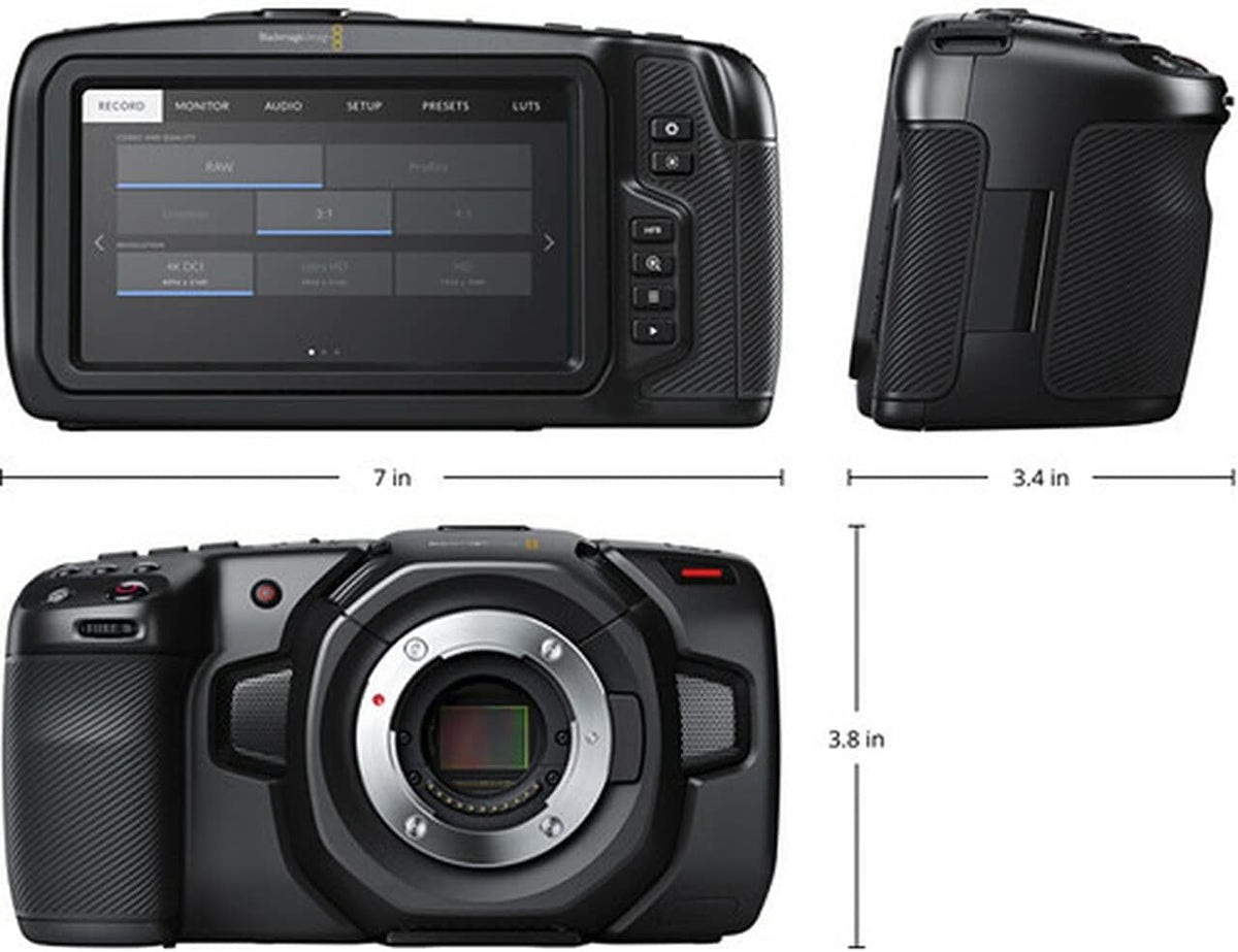 Blackmagic Pocket Cinema Camera 4K includes DaVinci Resolve Studio for post-production workflow.