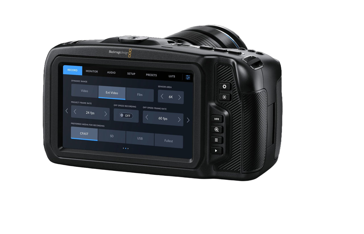 Blackmagic Pocket Cinema Camera 4K ports enable professional audio and external recording setups.