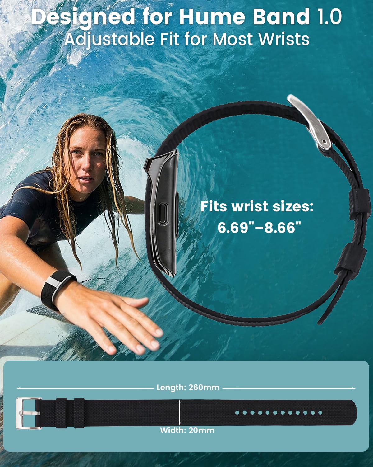 BlackPro Hume band adjustable fit for 6.7 to 8.4 inch wrists