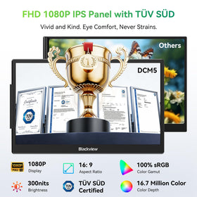 Blackview ultra-slim travel monitor connected via USB-C for rapid setup