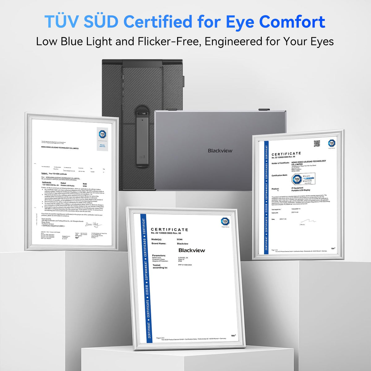 Blackview SCM6 on-desk setup demonstrates dual-monitor productivity.