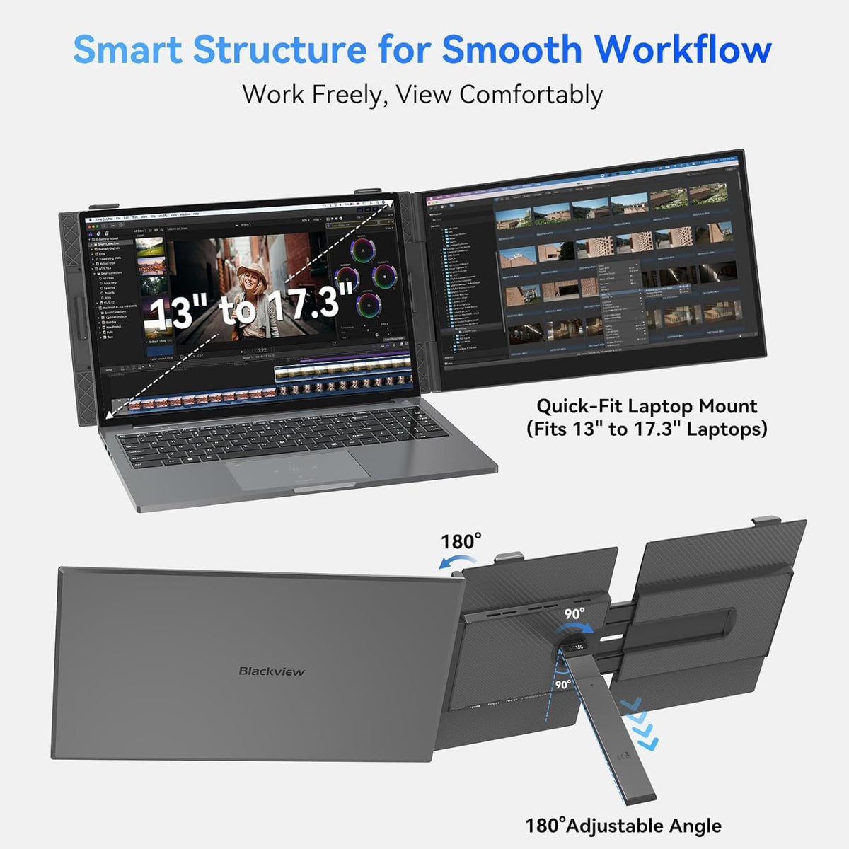 Blackview SCM8 extends laptops between 14 and 17 inches for multitasking.
