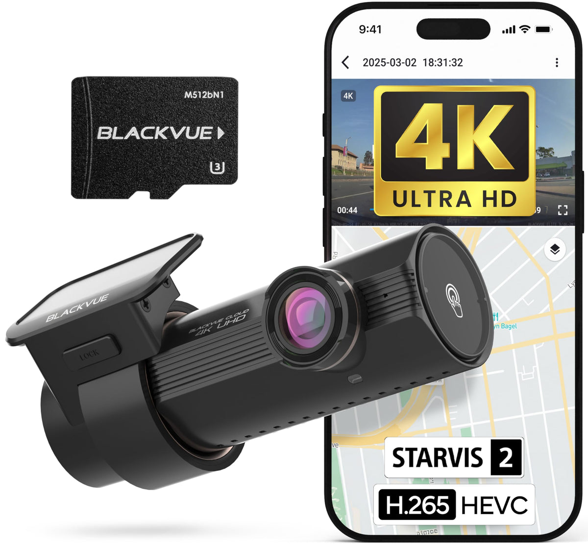 BlackVue DR970X Plus II front 4K view for sharp daylight and night details.